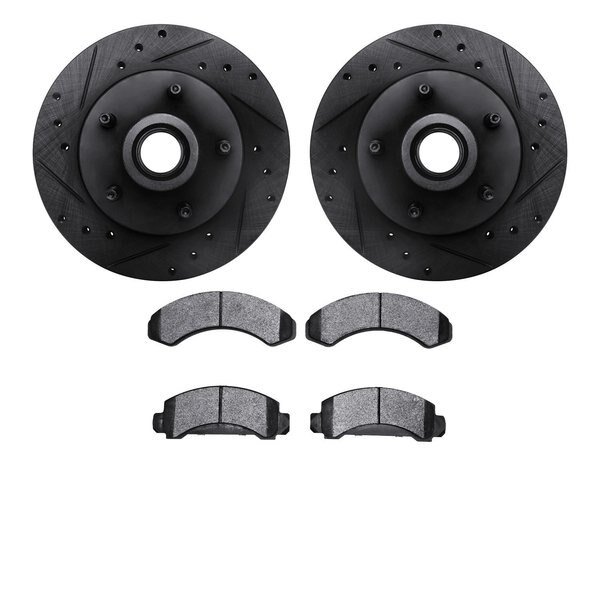 8302-54062, Rotors-Drilled and Slotted-Black with 3000 Series Ceramic Brake Pads, Zinc Coated, Dynamic Friction Co, Mfr#: 8302-54062